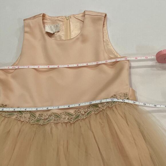 VTG Jessica McClintock Satin Tulle Dress, Embroidered, Flower Girl Dress, 10 - Picture 10 of 14